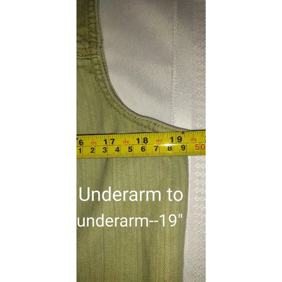 Chicos Platinum Denim Vest Sz 1 ( M) Sage Pastel Green Button Down Stretch - Picture 9 of 10
